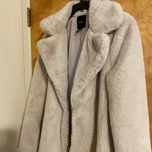 tan faux fur coat